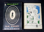 Lote contendo 2 livros de romance, escritos em francês, década de 50, marcas do tempo.