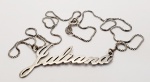 Colar produzido em prata de lei, escrito Juliana, com corrente modelo veneziana, comprimento fechado:21,5cm.
