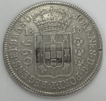 MOEDA DE PRATA DA COLONIA - 960 RÉIS - (1815) - PEQUENO DEFEITO NO DISCO - COM MARCAS DE CLASSIFICAÇ