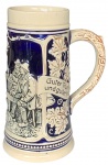 Maravilhosa caneca alemã em cerâmica vitrificada e com desenhos em alto relevo - PEÇAS para COLEÇÃO e DECORAÇÃO - Dim.: 18 cm