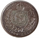 Moeda do Brasil de prata  - 2000 réis 1870, Império.