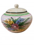 Bomboniere Baleiro em Cerâmica Colonial Vintage Artística Decorada, com motivos florais pintada a mão.