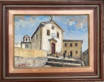 Quadro óleo sobre tela, representando São Francisco da Prainha. Assinado e datado Rio 1966. José Maria de Almeida.