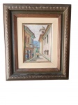 Lindo Quadro O/S/T com Rica Moldura, representando Casario Interior assinado C/I/E - Cavalcante. Medidas: 40X34.