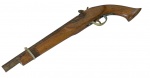 COLECIONISMO - Antiga garrucha artesanal, em madeira nobre e ferro. Arma obsoleta. Com desgastes do tempo de uso. Com marcação nº 1908! Medida: 30cm.