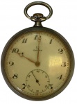 OMEGA - Antigo e raro relógio de bolso suíço a corda, com caixa em níquel e mostrador em porcelana esmaltada. Med 7,5 cm. Obs: Funcionamento desconhecido.