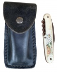 COLECIONISMO - Antigo e raro canivete com 5 funções austríaco, lembrança da Áustria em aço com caixa em resina, decorada por Motivo austríaco  Bad Gastein/ Salzburg. Med 9cm.