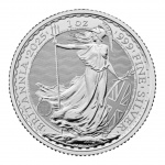 Reino Unido, 2 Pounds 2025 "Britânia", Prata: (.999) - 31,1gr - 38mm PROOF.