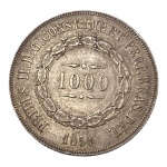 Brasil, 1000 Réis 1856, Prata: (.917) - 12,65gr - 30,6mm. 