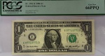 Cédula dos Estados Unidos, 1 Dólar `GRADUADO pela PCGS 66PPQ - Numeração exótica`.  