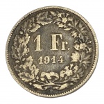 Suíça, 1 Franco 1914, Prata: (.835) - 5gr - 23,20mm. 
