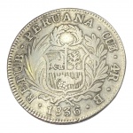 Peru, 4 Reales 1836 B, Prata: (.667) - 12,2gr - 33mm. 
