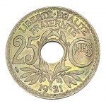 França, 25 Centimes 1921, Cupro-Níquel. 