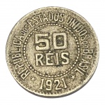 Brasil, 50 Réis 1921, Cupro-Níquel. 