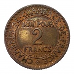 França, 2 Francos 1928, Bronze Alumínio. 