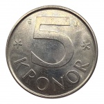 Suécia, 5 Kronor 1983, Cupro-Níquel. 