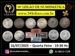 CHEGAMOS AO NOSSO 19º LEILÃO DE NUMÍSMATICAO LEILÃO SERÁ REALIZADO COM MAIS 100 LOTES A PREÇOS INICIAIS BEM BAIXOS. VISITE O LEILÃO E VEJA TODOS OS LOTES, CERTAMENTE ACHARÁ ALGUMA COISA PARA SUA COLEÇÃO A UM EXCELENTE PREÇO. BOA SORTE A TODOS!