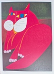 Aldemir Martins, Gato Vermelho, gravura, tiragem PE, Edição Póstuma, 100x70cm, sem moldura