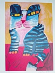 Aldemir Martins, Gato Listrado, gravura, tiragem 31/120, Edição Póstuma, 70x50cm, sem moldura