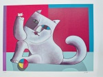 Inos Corradin, Gato, gravura, tiragem 44/100, 50x50cm, ASSINATURA SERIGRAFADA, sem moldura