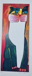 Aldemir Martins, Gato Verde, gravura, PI, Edição Póstuma, 79x35cm, sem moldura