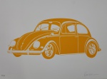 Kleber Ventura, Fusca Laranja, gravura, tiragem 20/35, 35x50cm, sem moldura