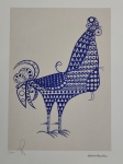 Aldemir Martins, Galo Azul, gravura, tiragem 22/100,50x36cm, Edição Póstuma, sem moldura