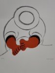 José Sabóia, Pescador, gravura, tiragem 41/50, 50x41cm, sem moldura