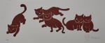 Fang, Gato Marrom, gravura, tiragem 10/50, 21x50cm, sem moldura