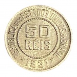 MOEDA DO BRASIL - 50 RÉIS 1931  - DATA ESCASSA - CUPRONÍQUEL.