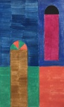 A. VOLPI, têmpera sobre tela, representando fachada, medindo 23 x 37 cm. Sem moldura. Apresenta marc
