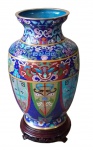 Antigo e raro vaso em Cloisonné, todo em bronze, pintado a mão