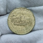 E104 - Moeda Itália, Centenário do Arsenal Marítimo de Taranto. 200 Liras 1989