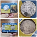 Moeda Holanda - 5 euros - Ano 2006 - Prata (.925) - 11.9g - 29 mm - KM# 266 -  BLISTER OFICIAL. 400º aniversário do nascimento de Rembrandt
