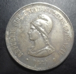 moeda de prata do Brasil, 1000 reis de 1889 republica, flor de cunho, uma face com brilho de cunhage
