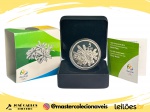 Moeda do Brasil - 5 Reais - Olimpiadas Rio 2016 - Bromélia 2014 - Prata (.925) - 27 g - 40 mm - Completa no estojo com certificado Original CMB - Série Flora - Cat. P754