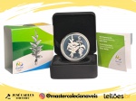 Moeda do Brasil - 5 Reais - Olimpiadas Rio 2016 - Heliconia 2015 - Prata (.925) - 27 g - 40 mm - Completa no estojo com certificado Original CMB - Série Flora - Cat. P754a