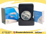 Moeda do Brasil - 5 Reais - Olimpiadas Rio 2016 - Toninha 2014 - Prata (.925) - 27 g - 40 mm - Completa no estojo com certificado Original CMB - Série Fauna - Cat. P755