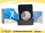 Moeda do Brasil - 5 Reais - Olimpiadas Rio 2016 - Mico Leão Dourado 2015 - Prata (.925) - 27 g - 40 mm - Completa no estojo com certificado Original CMB - Série Fauna - Cat. P755b