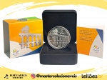 Moeda do Brasil - 5 Reais - Olimpiadas Rio 2016 - Arcos da Lapa 2014 - Prata (.925) - 27 g - 40 mm - Completa no estojo com certificado Original CMB - Série Arquitetura - Cat. P756