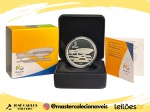 Moeda do Brasil - 5 Reais - Olimpiadas Rio 2016 - Museu de Arte Moderna 2015 - Prata (.925) - 27 g - 40 mm - Completa no estojo com certificado Original CMB - Série Arquitetura - Cat. P756a