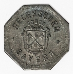 Numismática - Magnífica peça proveniente de coleção adquirida na Alemanha, fruto de anos de garimpo. Oportunidade - Notgeld.
50 Pfennig - Regensburg - Bayern - Magnífica.