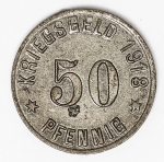 Numismática - Magnífica peça proveniente de coleção adquirida na Alemanha, fruto de anos de garimpo. Oportunidade - Notgeld.
Kriegsgeld - 1918 - 50 Pfennig, `Dinheiro de Guerra` - Ober-Glogau - Rara peça, Polônia