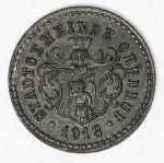 Numismática - Magnífica peça proveniente de coleção adquirida na Alemanha, fruto de anos de garimpo. Oportunidade - Notgeld.
10 Pfennig - 1918 - Ohrdruf, pequena cidade agora com 5900 habitantes.