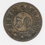 Numismática - Magnífica peça proveniente de coleção adquirida na Alemanha, fruto de anos de garimpo. Oportunidade - Notgeld.
50 Pfennig - Ostrowo - Rara - 1914-1924. Valor de venda US$70, setenta dólares.