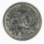 Numismática - Magnífica peça proveniente de coleção adquirida na Alemanha, fruto de anos de garimpo. Oportunidade - Notgeld.
Kriegsnotgeld, `dinheiro de guerra` -  Pfennig - 1918 - Rudolstadt.