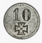 Numismática - Magnífica peça proveniente de coleção adquirida na Alemanha, fruto de anos de garimpo. Oportunidade - Notgeld.
10 Pfennig - 1917 - Rotenburg (Hann)
