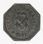 Numismática - Magnífica peça proveniente de coleção adquirida na Alemanha, fruto de anos de garimpo. Oportunidade - Notgeld.
10 Pfennig - 1917 - Sangerhausen - Perfeita