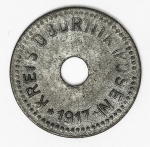 Numismática - Magnífica peça proveniente de coleção adquirida na Alemanha, fruto de anos de garimpo. Oportunidade - Notgeld.
 Pfennig - 1917 - Polônia -Obornik - Posen - Peça rara