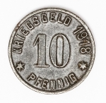 Numismática - Magnífica peça proveniente de coleção adquirida na Alemanha, fruto de anos de garimpo. Oportunidade - Notgeld.
10 Pfennig - Kriegsgeld - 1918 - Ratibor